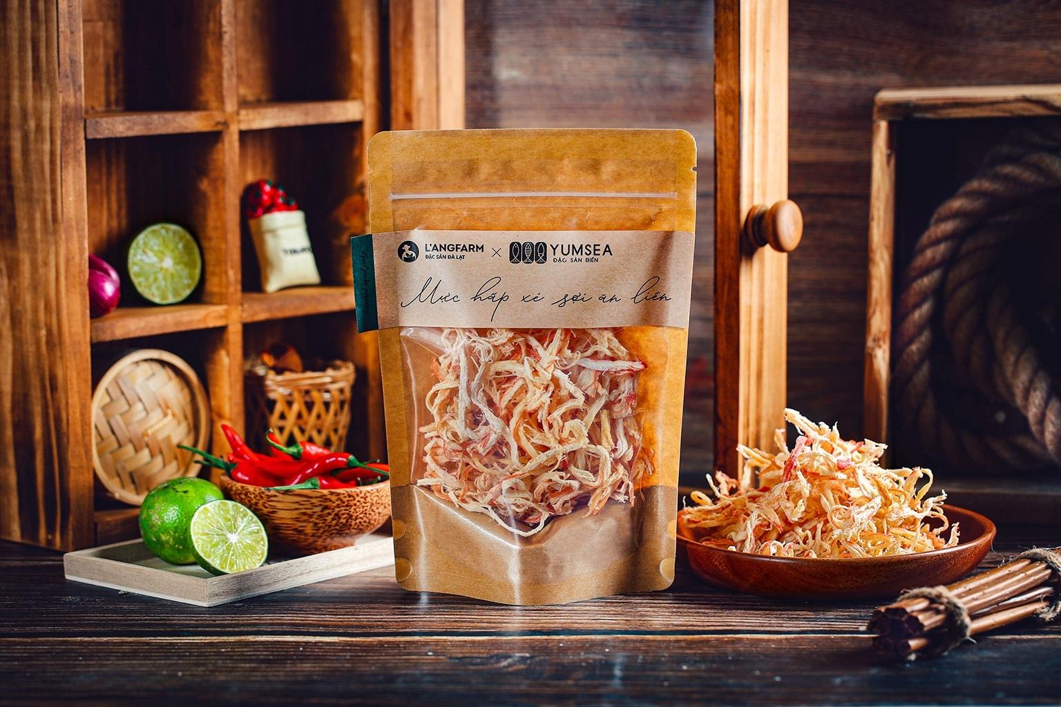 mực hấp xé sợi